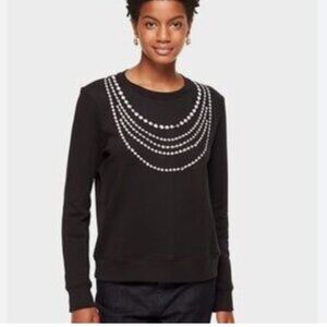 kate spade broome street black pearl necklace design sweater sweatshirt size s
